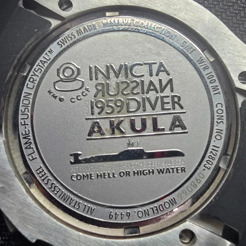Invicta Reserve Akula Russian 1959 Diver GMT Orange Dial Watch 6449 Mens